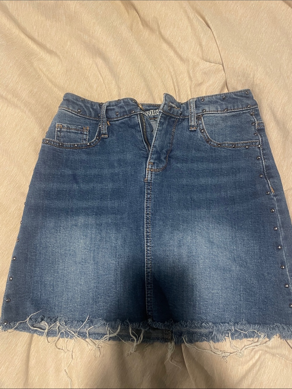 wild fable Blue Denim Mini Skirt with Stud Accents